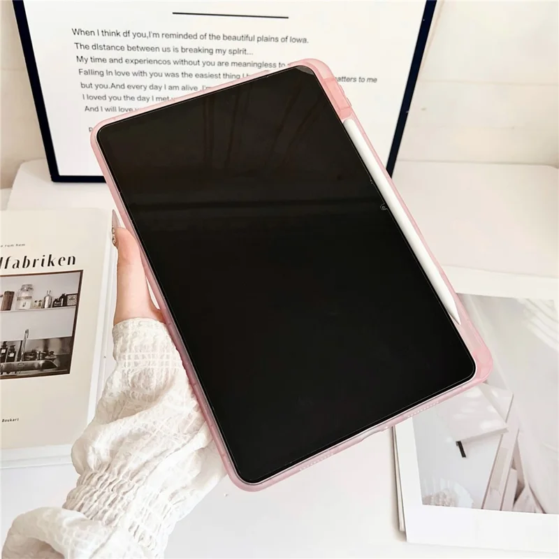 Per Xiaomi Pad 6 / Pad 6 Pro Custodia Trasparente TPU Anti Caduta Copertura Tablet con Portapenna - Rosa Trasparente