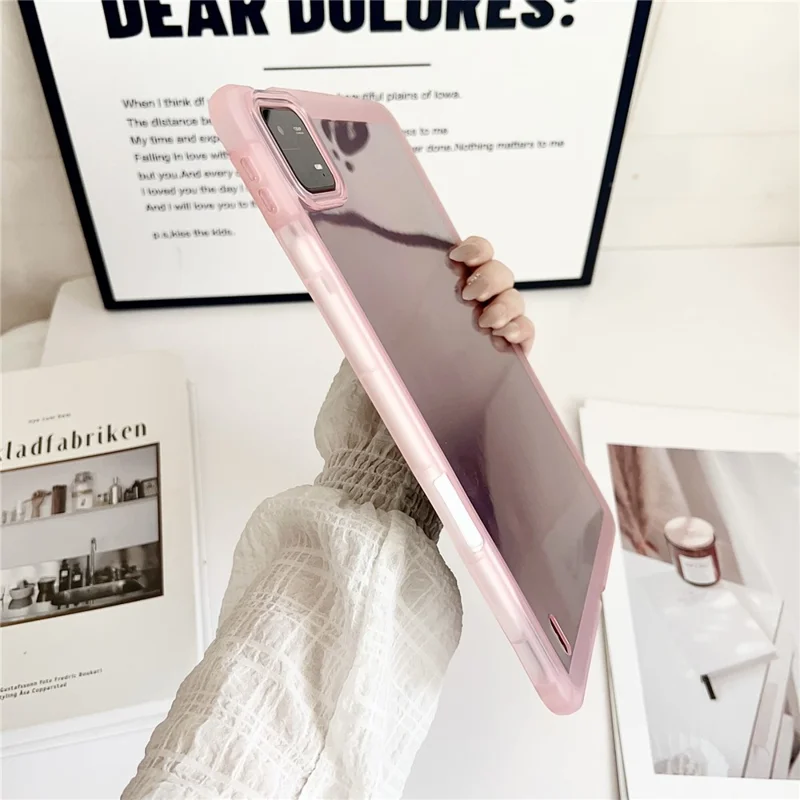 Per Xiaomi Pad 6 / Pad 6 Pro Custodia Trasparente TPU Anti Caduta Copertura Tablet con Portapenna - Rosa Trasparente