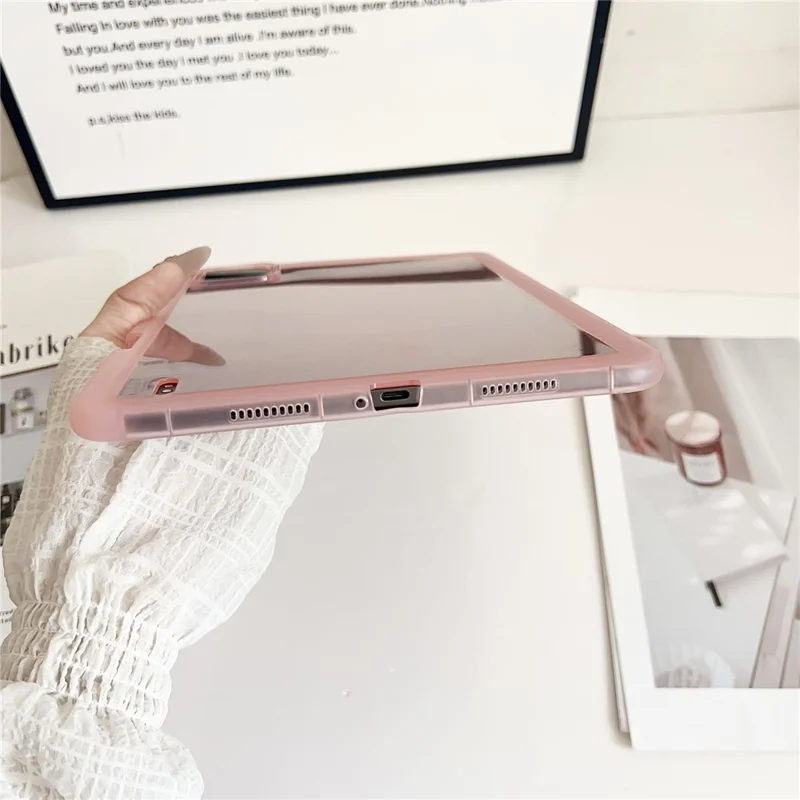 Per Xiaomi Pad 6 / Pad 6 Pro Custodia Trasparente TPU Anti Caduta Copertura Tablet con Portapenna - Rosa Trasparente