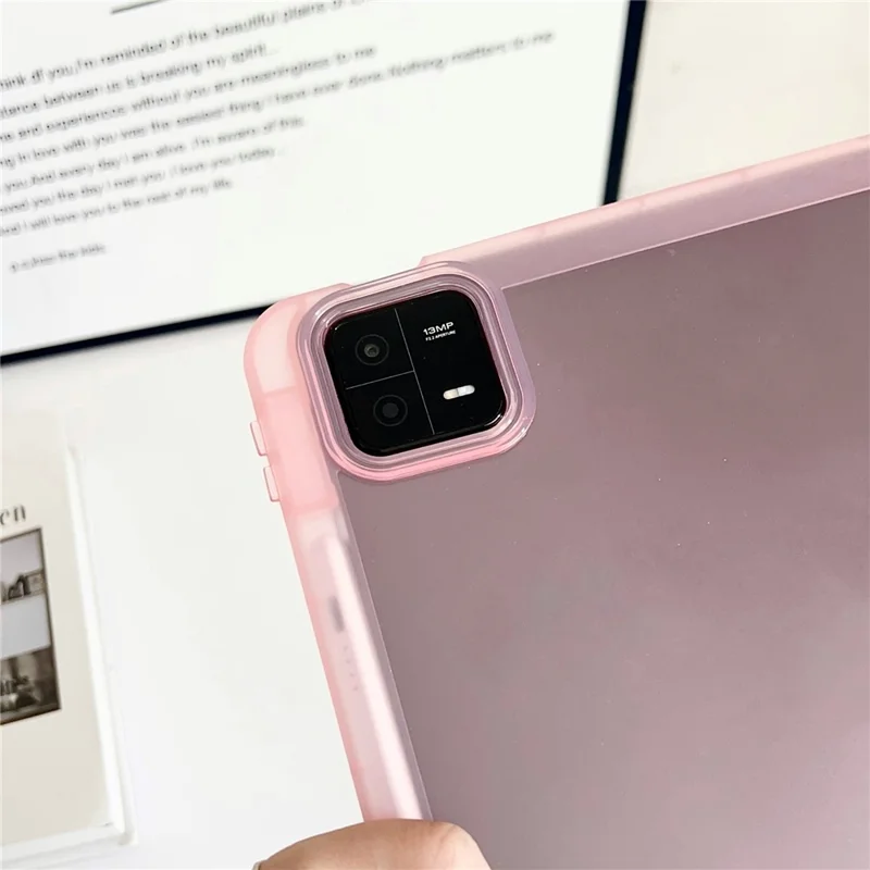 Per Xiaomi Pad 6 / Pad 6 Pro Custodia Trasparente TPU Anti Caduta Copertura Tablet con Portapenna - Rosa Trasparente