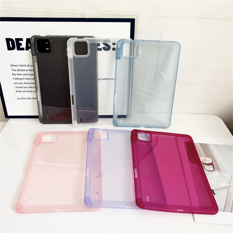 Per Xiaomi Pad 6 / Pad 6 Pro Custodia Trasparente TPU Anti Caduta Copertura Tablet con Portapenna - Rosa Trasparente