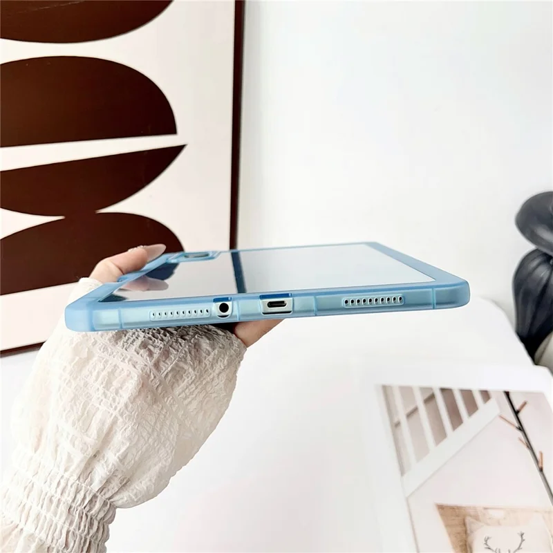 For Xiaomi Redmi Pad SE Case Clear TPU Anti Drop Tablet Cover with Pencil Holder - Transparent Blue