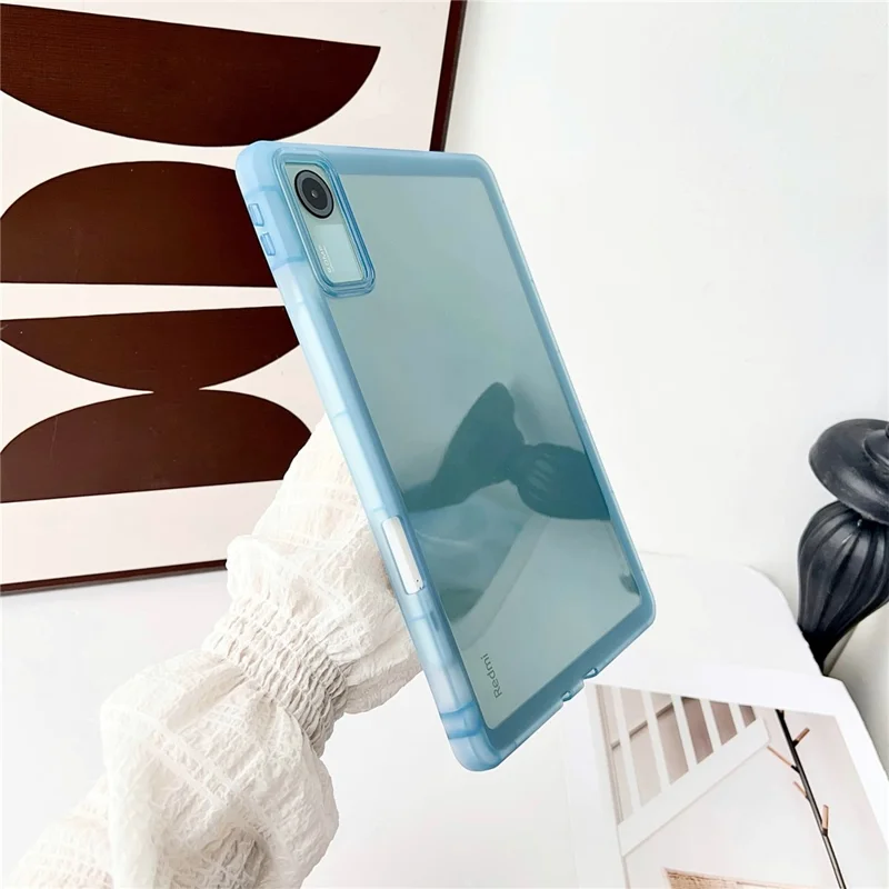 For Xiaomi Redmi Pad SE Case Clear TPU Anti Drop Tablet Cover with Pencil Holder - Transparent Black