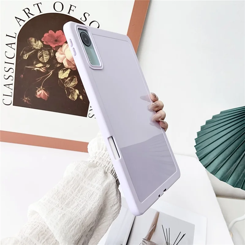 For Xiaomi Redmi Pad SE Case Solid Color TPU Tablet Cover with Pencil Holder - Purple