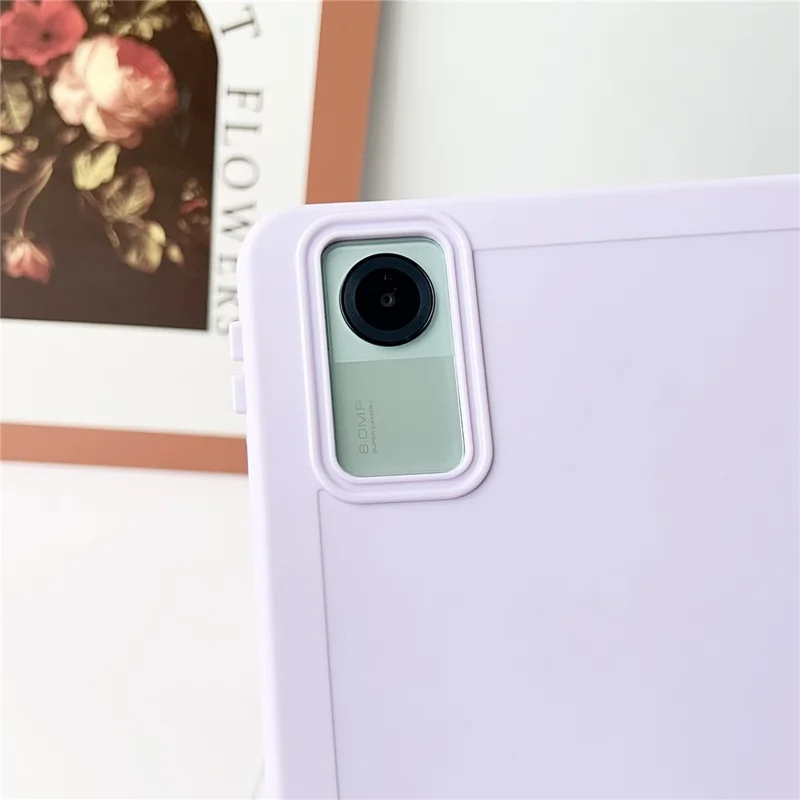 For Xiaomi Redmi Pad SE Case Solid Color TPU Tablet Cover with Pencil Holder - Purple