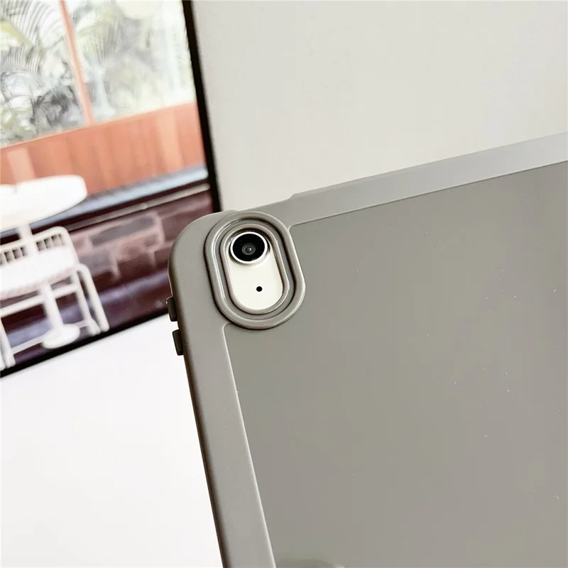For iPad 10.9 (2022) Case Solid Color TPU Tablet Cover with Pencil Holder - Grey