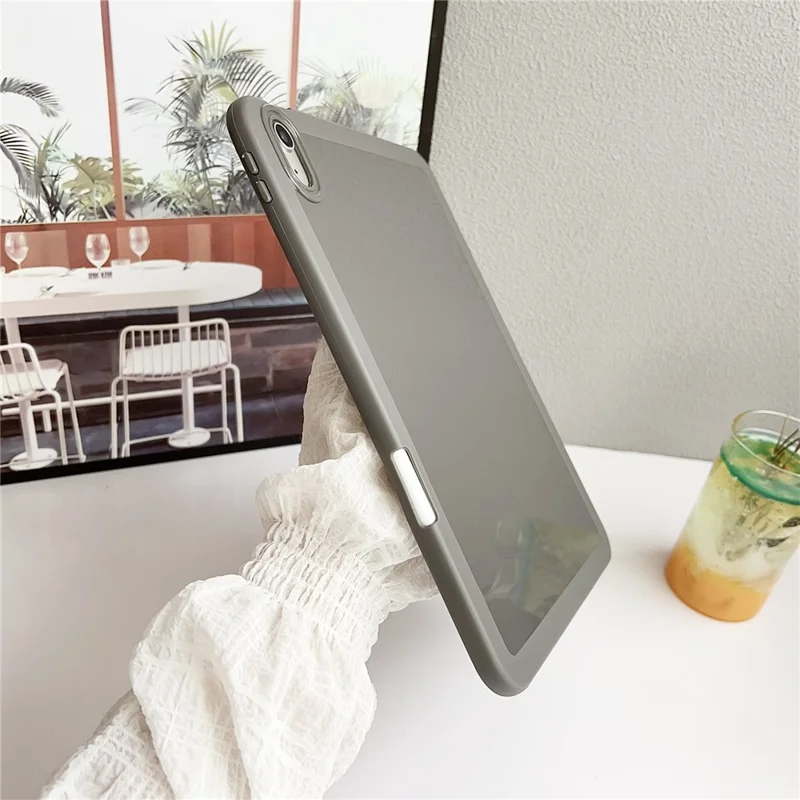 For iPad 10.9 (2022) Case Solid Color TPU Tablet Cover with Pencil Holder - Black