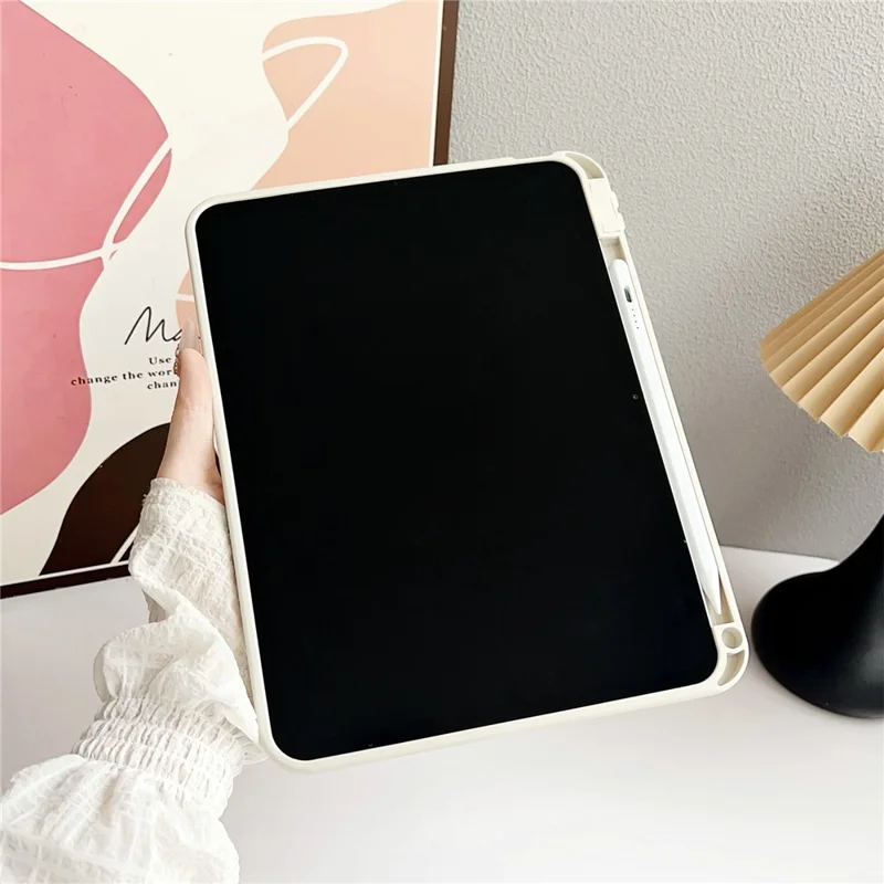 For iPad Pro 11 (2025) / 11 (2024) Case Solid Color TPU Tablet Cover with Pencil Holder - Pink