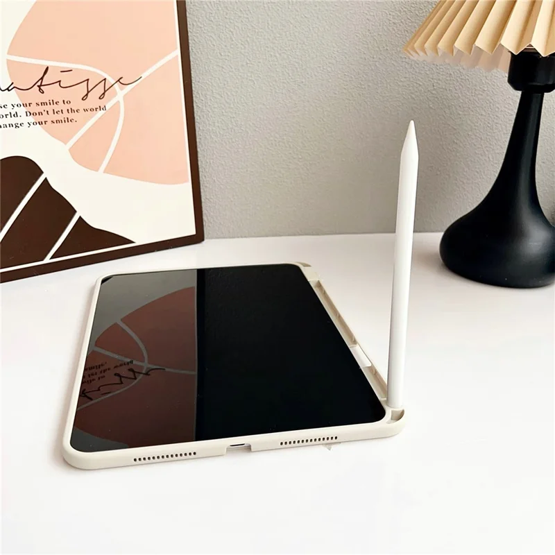 For iPad Pro 11 (2025) / 11 (2024) Case Solid Color TPU Tablet Cover with Pencil Holder - Pink