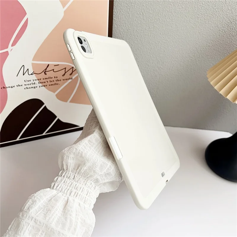 For iPad Pro 11 (2025) / 11 (2024) Case Solid Color TPU Tablet Cover with Pencil Holder - Pink