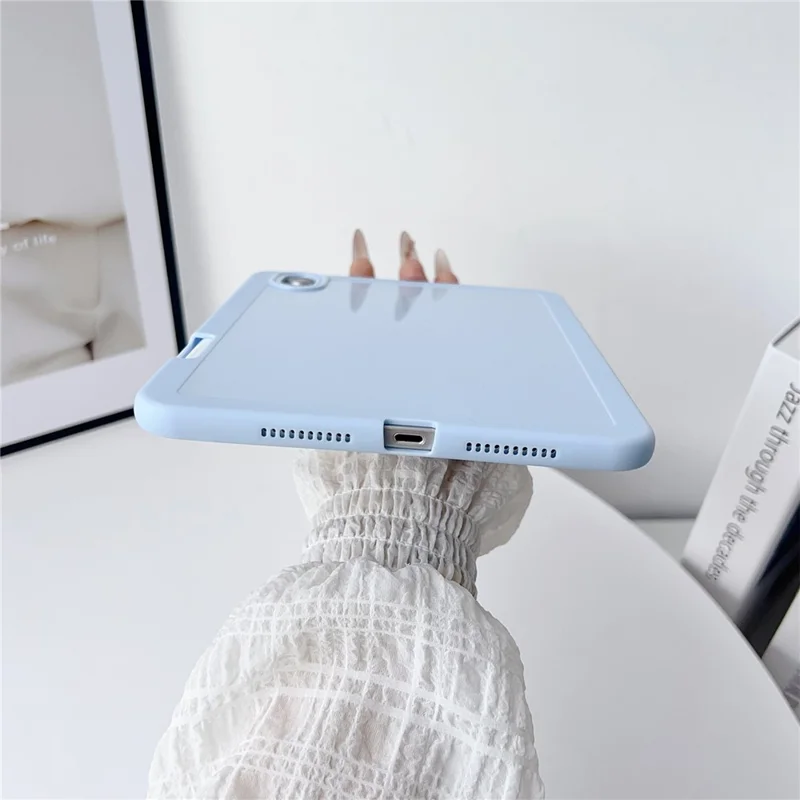 For iPad mini (2024) / (2021) Case Solid Color TPU Tablet Cover with Pencil Holder - White