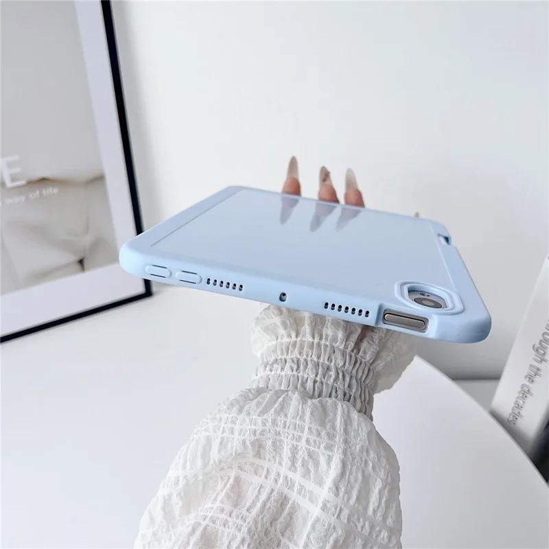 For iPad mini (2024) / (2021) Case Solid Color TPU Tablet Cover with Pencil Holder - White