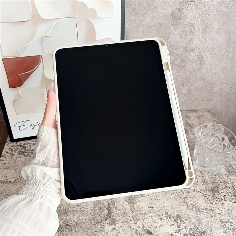 Tablet Case For iPad Pro 11 (2022) / (2021) / (2020) , Solid Color TPU Cover with Pencil Holder - Purple