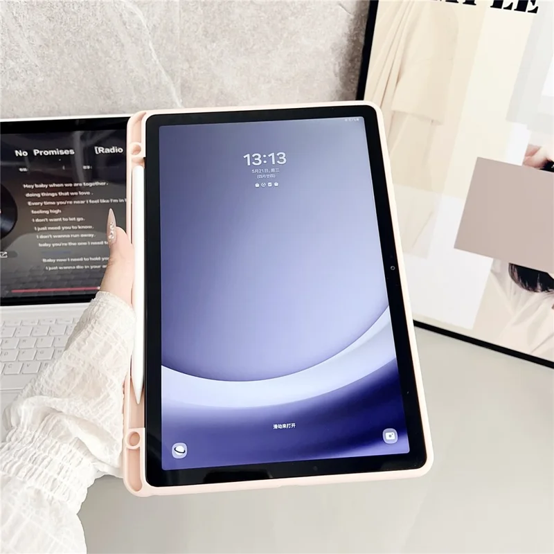 Чехол для Samsung Galaxy Tab A9+ из TPU с держателем для карандаша - розовый