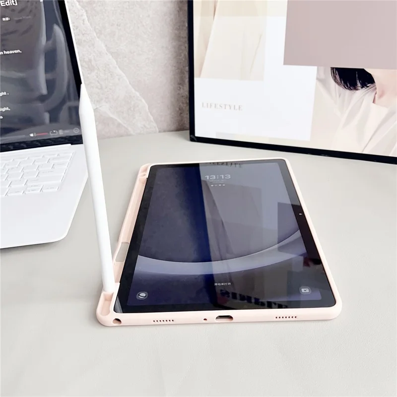 Чехол для Samsung Galaxy Tab A9+ из TPU с держателем для карандаша - розовый
