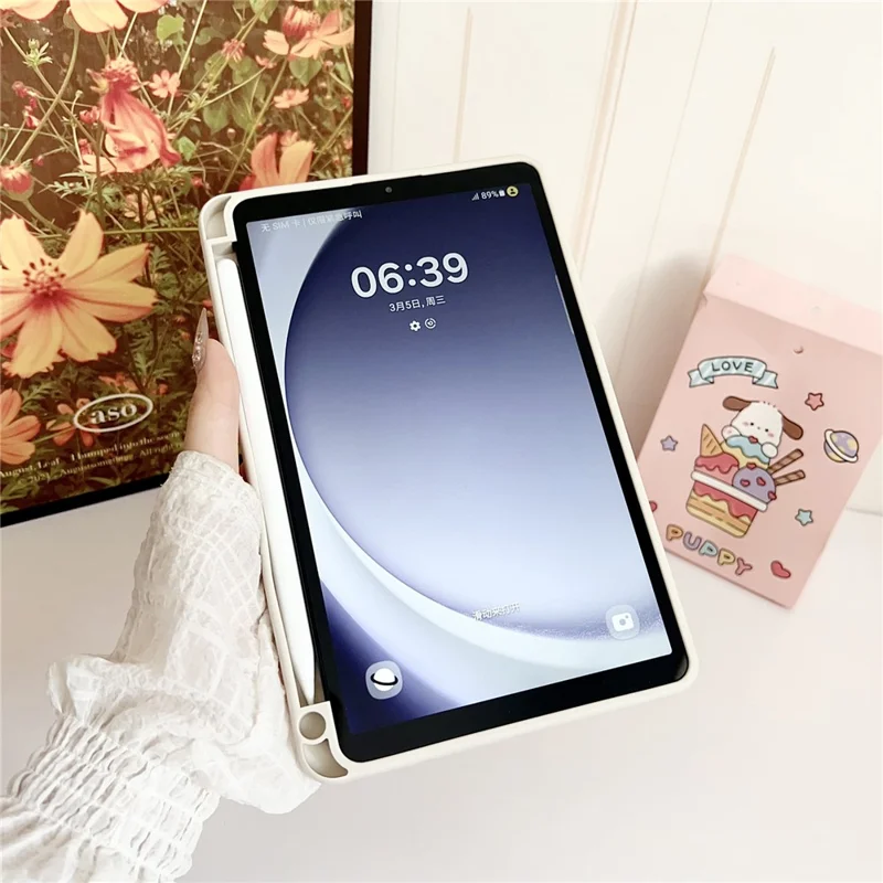 Чехол для Samsung Galaxy Tab A9 однотонный TPU с держателем для карандаша - Белый