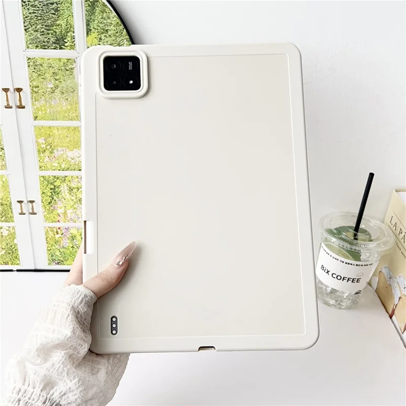 Funda para Xiaomi Pad 6S Pro 12.4 de Color Sólido con Soporte para Lápiz - Blanco