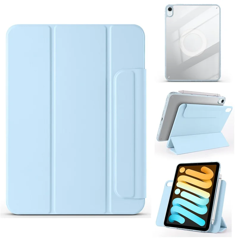 Чехол для iPad mini (2024) / (2021) с функцией складывания, магнитный кожаный чехол-подставка - Нежно-голубой