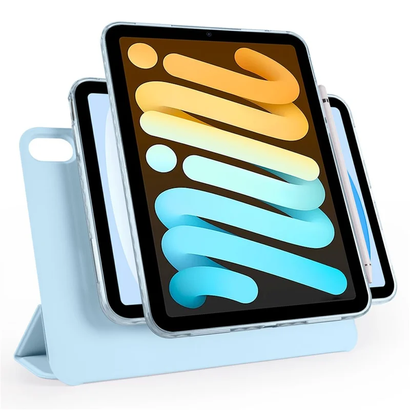 Чехол для iPad mini (2024) / (2021) с функцией складывания, магнитный кожаный чехол-подставка - Нежно-голубой