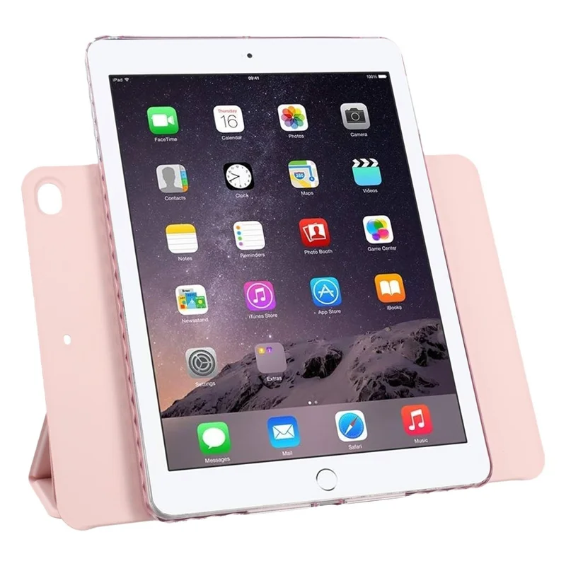 Hülle für iPad 9,7 Zoll (2018) / (2017) / Air 2 / Air (2013) Faltbarer Ständer Magnetisches Ledercover - Pink