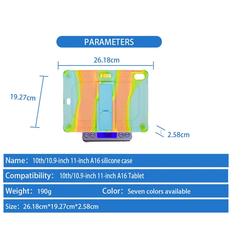 For iPad (2025) / 10.9 (2022) Case PC Kickstand Silicone Tablet Cover with Shoulder Strap - Colorful Purple