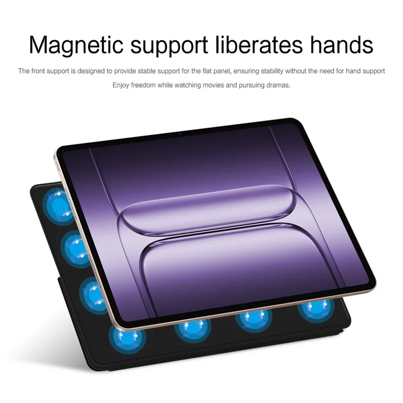 Étui en cuir Origami pour OnePlus Pad 2 Pro avec support magnétique et mise en veille/réveil automatique - Noir