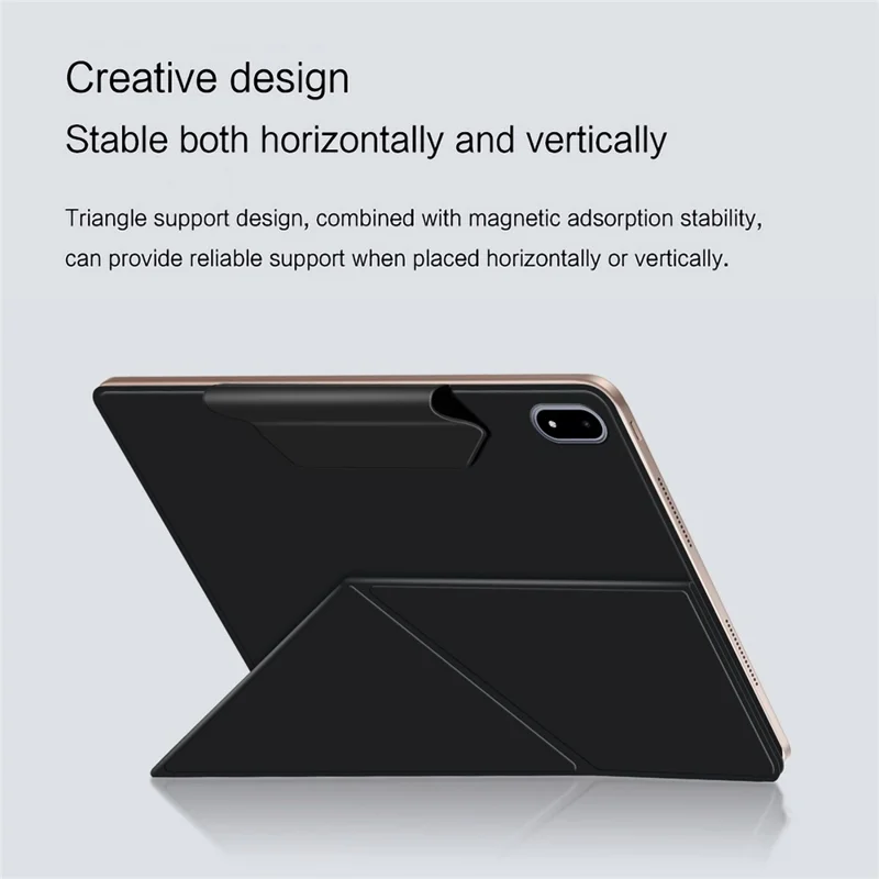Étui en cuir Origami pour OnePlus Pad 2 Pro avec support magnétique et mise en veille/réveil automatique - Noir