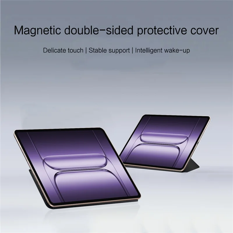 Étui en cuir Origami pour OnePlus Pad 2 Pro avec support magnétique et mise en veille/réveil automatique - Noir