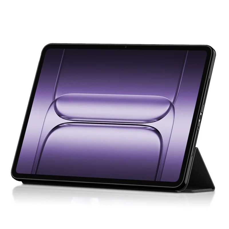 For OnePlus Pad 2 Pro Case PU Leather TPU Back Trifold Stand Tablet Cover - Black