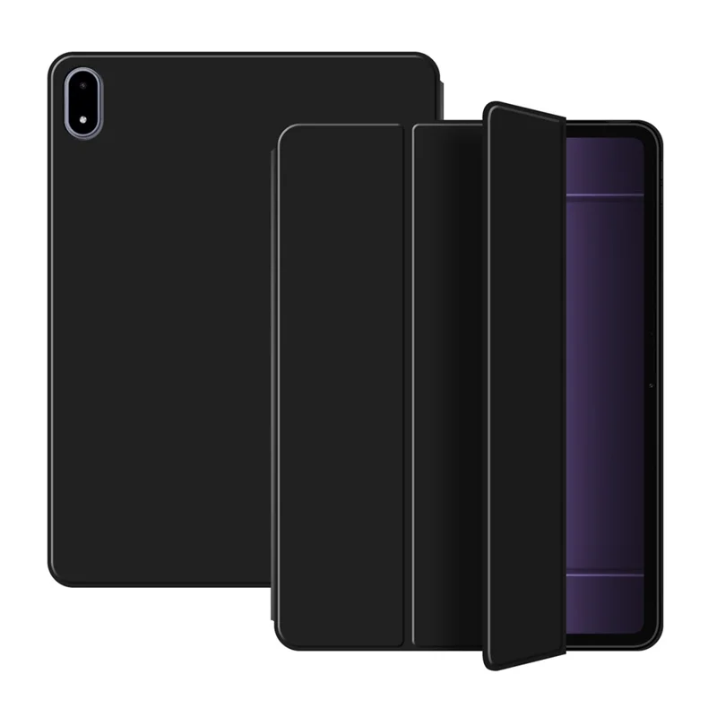 For OnePlus Pad 2 Pro Case PU Leather TPU Back Trifold Stand Tablet Cover - Black