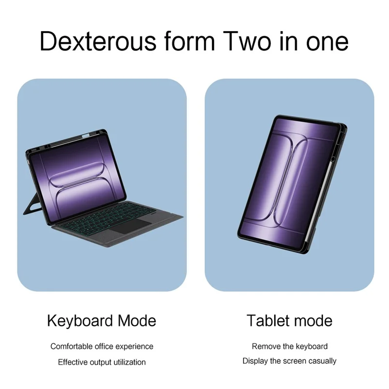 For OnePlus Pad 2 Pro Leather Case + Bluetooth-Compatible Keyboard with Backlight Trackpad