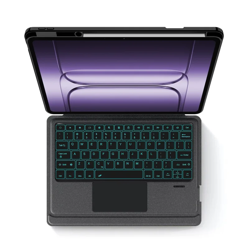 For OnePlus Pad 2 Pro Leather Case + Bluetooth-Compatible Keyboard with Backlight Trackpad