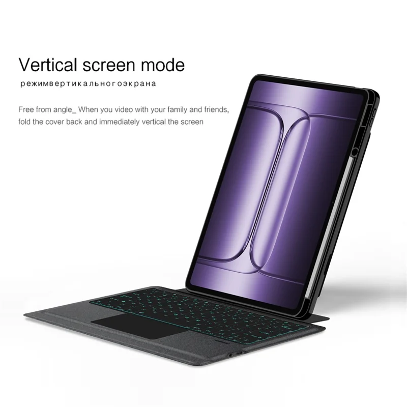 For OnePlus Pad 2 Pro Leather Case + Bluetooth-Compatible Keyboard with Backlight Trackpad