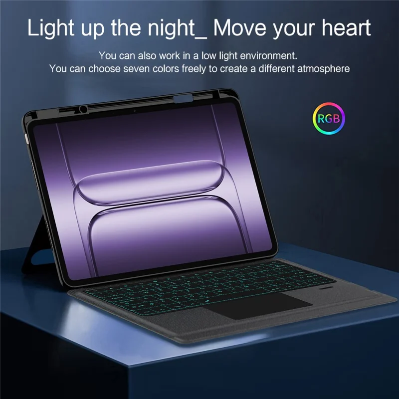 For OnePlus Pad 2 Pro Leather Case + Bluetooth-Compatible Keyboard with Backlight Trackpad