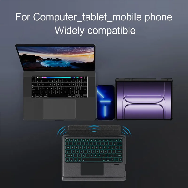 For OnePlus Pad 2 Pro Leather Case + Bluetooth-Compatible Keyboard with Backlight Trackpad