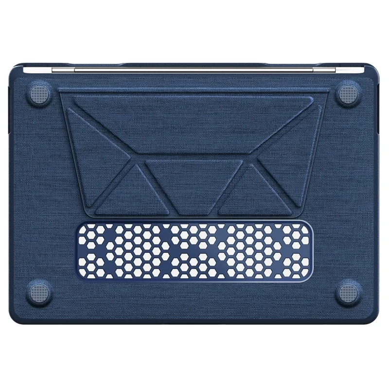 Capa para MacBook Air 13 polegadas (2020) / (2018) (A2337 M1 A2179 A1932) com Visualização de Logo / Suporte Dobrável - Capa Protetora PC TPU à Prova de Choque - Azul Marinho