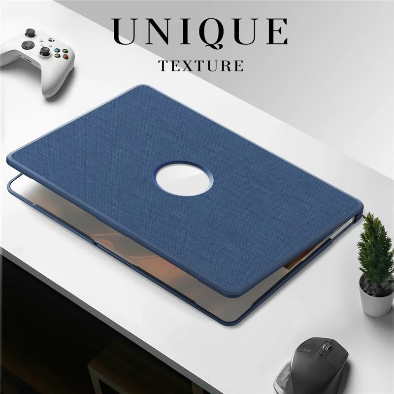 Capa para MacBook Air 13 polegadas (2020) / (2018) (A2337 M1 A2179 A1932) com Visualização de Logo / Suporte Dobrável - Capa Protetora PC TPU à Prova de Choque - Azul Marinho