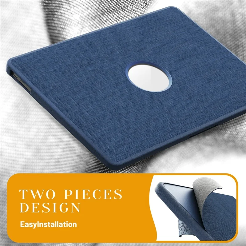 Capa para MacBook Air 13 polegadas (2020) / (2018) (A2337 M1 A2179 A1932) com Visualização de Logo / Suporte Dobrável - Capa Protetora PC TPU à Prova de Choque - Azul Marinho
