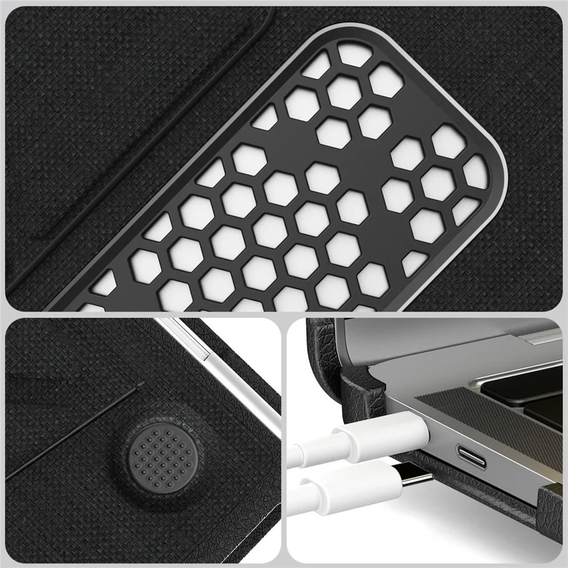 Cover per MacBook Air 13 pollici (2020) / (2018) (A2337 M1 A2179 A1932) con Vista Logo / Supporto Pieghevole - PC TPU Tessuto Cover Antiurto - Nero