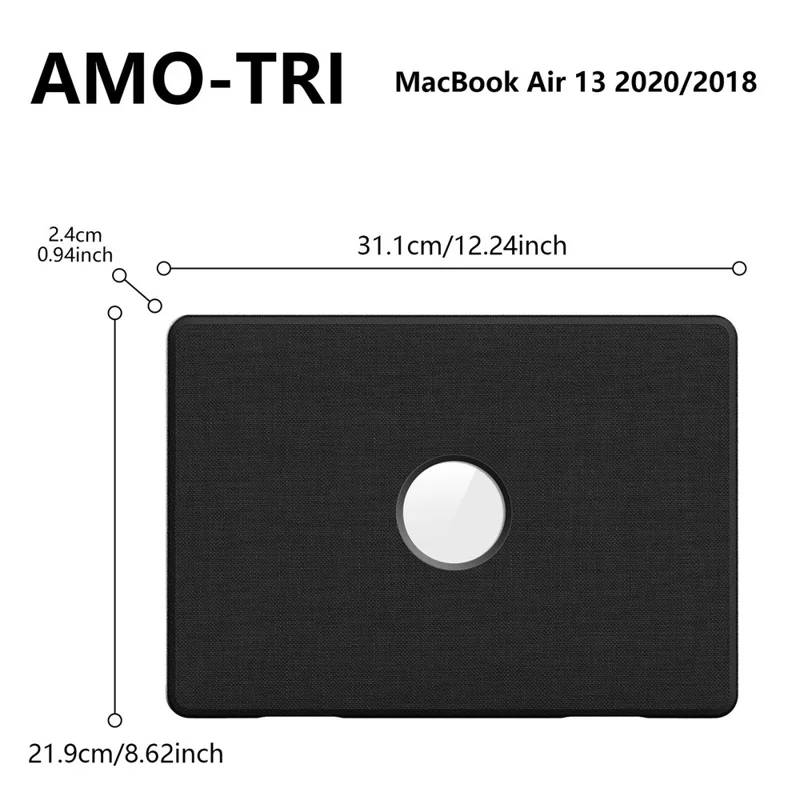 Cover per MacBook Air 13 pollici (2020) / (2018) (A2337 M1 A2179 A1932) con Vista Logo / Supporto Pieghevole - PC TPU Tessuto Cover Antiurto - Nero