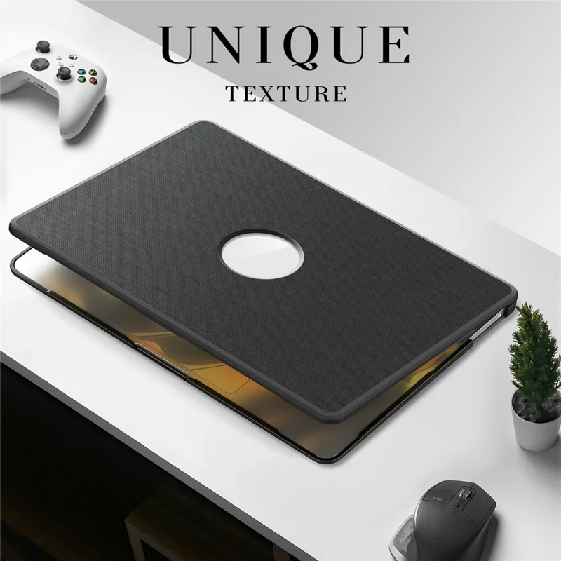 Cover per MacBook Air 13 pollici (2020) / (2018) (A2337 M1 A2179 A1932) con Vista Logo / Supporto Pieghevole - PC TPU Tessuto Cover Antiurto - Nero