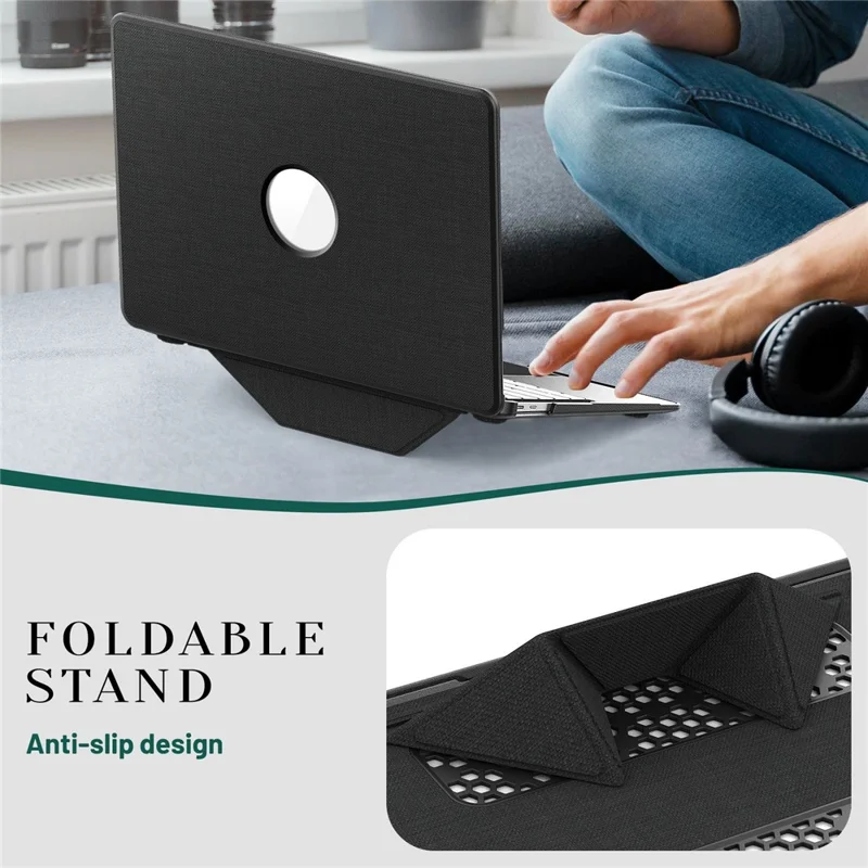 Cover per MacBook Air 13 pollici (2020) / (2018) (A2337 M1 A2179 A1932) con Vista Logo / Supporto Pieghevole - PC TPU Tessuto Cover Antiurto - Nero