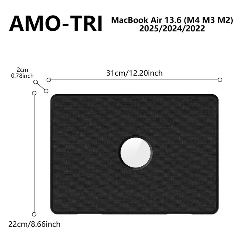 Laptop-Hülle für MacBook Air 13 Zoll (2025) / (2024) / (2022) M2 A2681 / M3 A3113 / M4 A324 PC TPU-Tuch stoßfeste Abdeckung mit Logo-Ansicht / Ständer - Marineblau