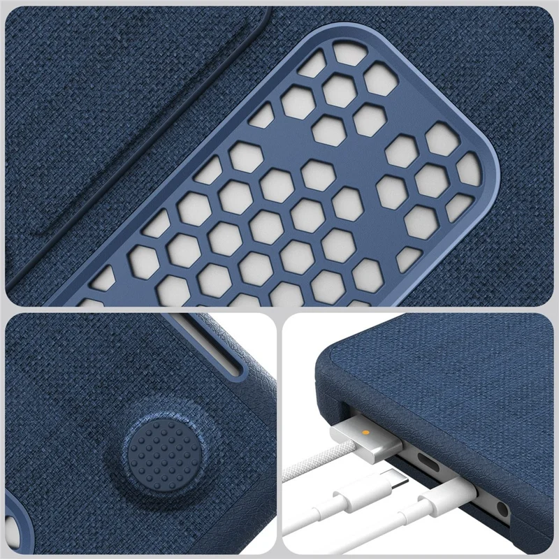 Capa para MacBook Pro de 14 polegadas (2024) / (2023) / (2021) A2442 / A2779 / A2918 A2992 / A3112 A3185 A3401 com Suporte e Visualização de Logo - Azul Marinho