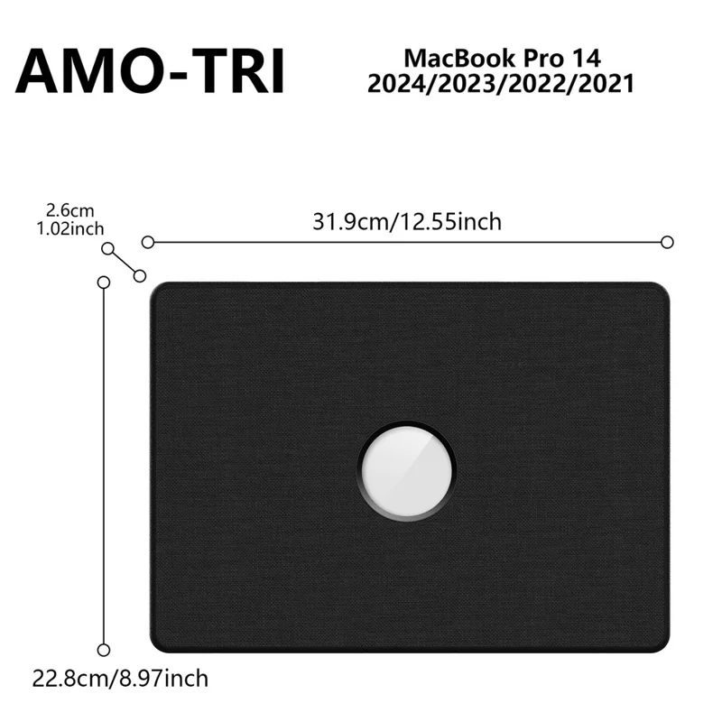 Capa para MacBook Pro de 14 polegadas (2024) / (2023) / (2021) A2442 / A2779 / A2918 A2992 / A3112 A3185 A3401 com Suporte e Visualização de Logo - Azul Marinho