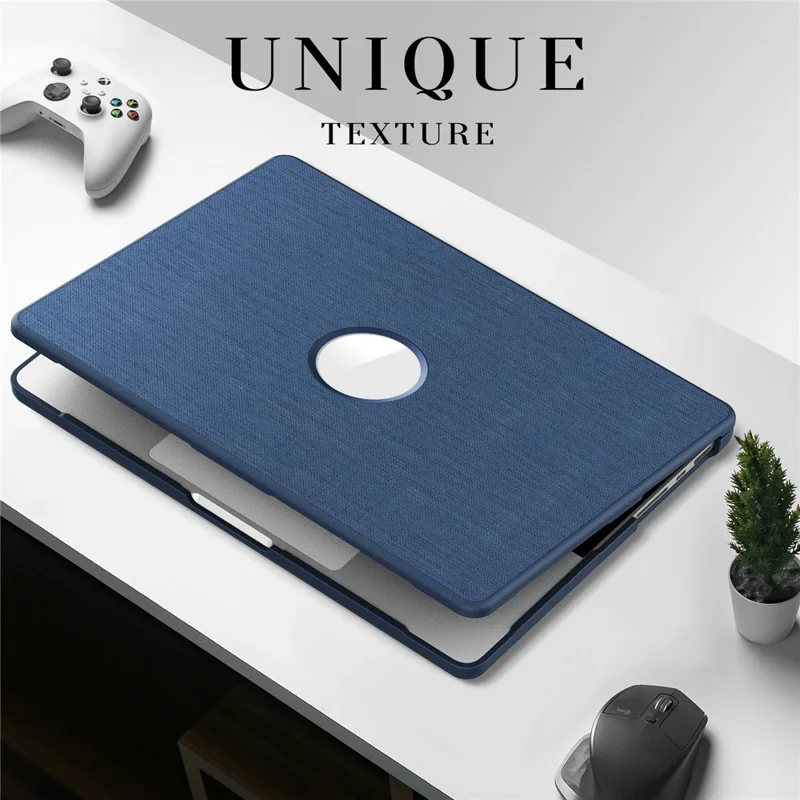 Capa para MacBook Pro de 14 polegadas (2024) / (2023) / (2021) A2442 / A2779 / A2918 A2992 / A3112 A3185 A3401 com Suporte e Visualização de Logo - Azul Marinho