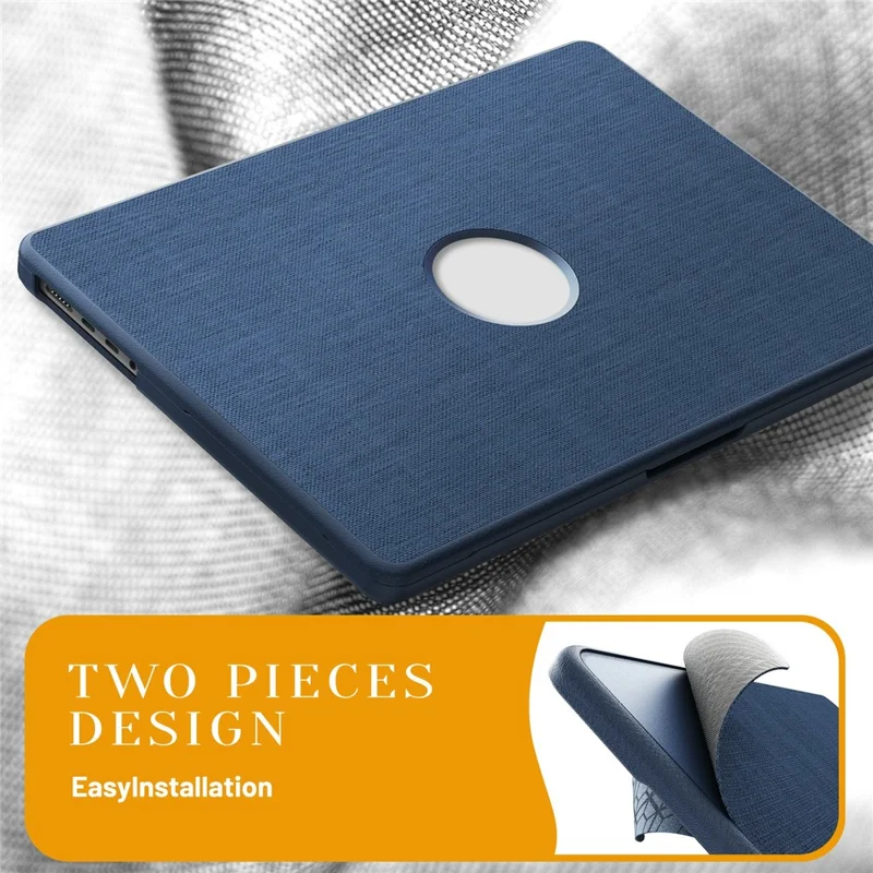Capa para MacBook Pro de 14 polegadas (2024) / (2023) / (2021) A2442 / A2779 / A2918 A2992 / A3112 A3185 A3401 com Suporte e Visualização de Logo - Azul Marinho