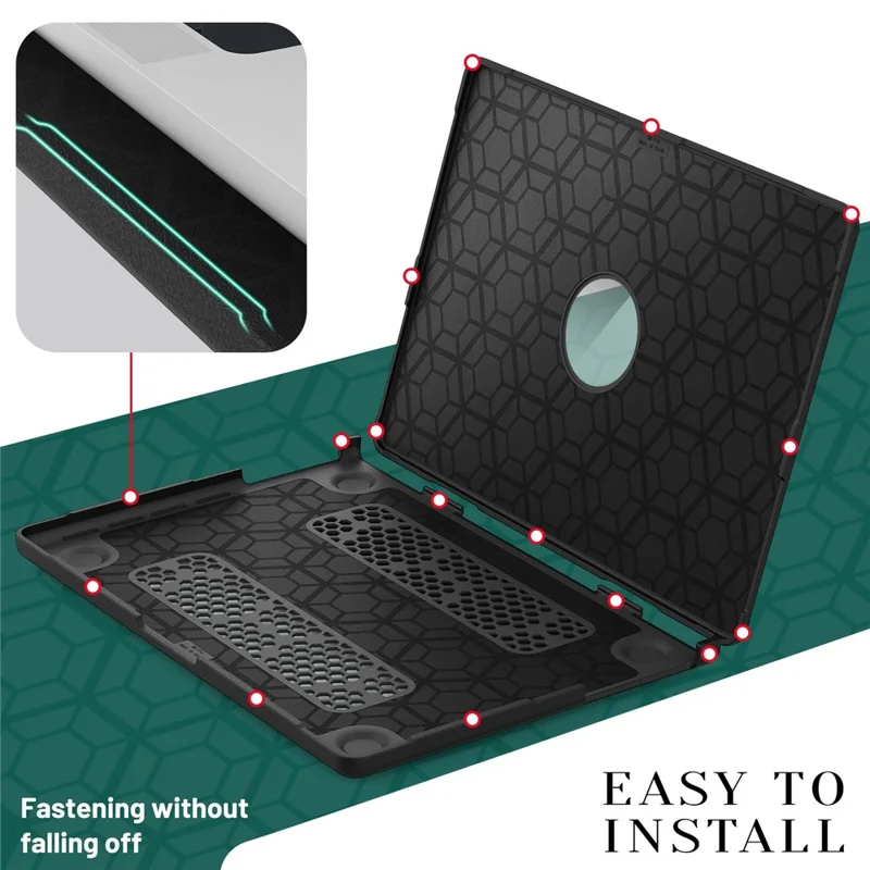 Laptop Case for MacBook Pro 14 inch (2024) / (2023) / (2021) A2442 / A2779 / A2918 A2992  / A3112 A3185 A3401 Kickstand Cover with Logo View - Black