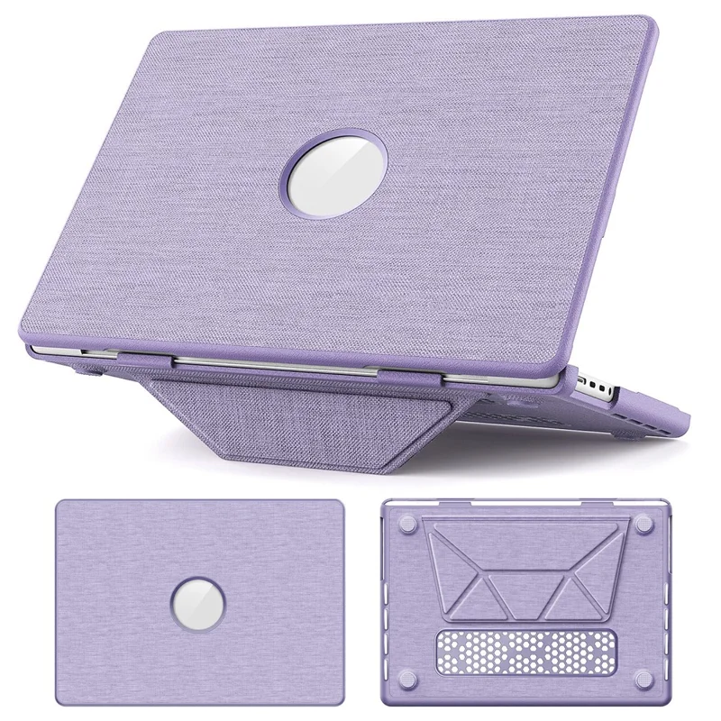 Laptop Case for MacBook Pro 14 inch (2024) / (2023) / (2021) A2442 / A2779 / A2918 A2992  / A3112 A3185 A3401 Kickstand Cover with Logo View - Purple