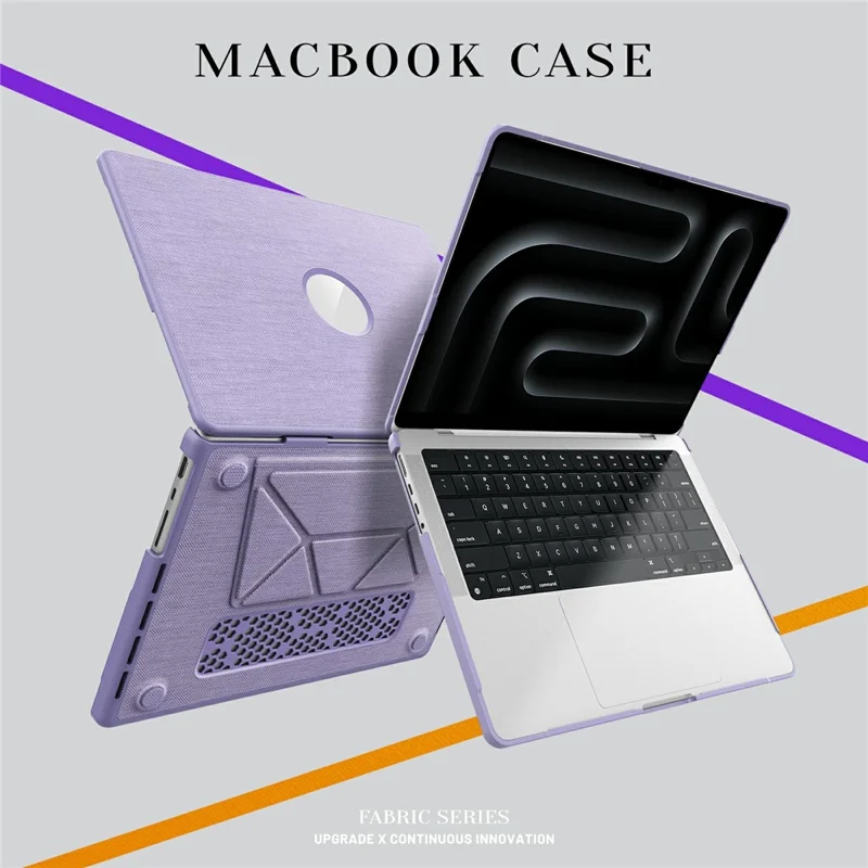 Laptop Case for MacBook Pro 14 inch (2024) / (2023) / (2021) A2442 / A2779 / A2918 A2992  / A3112 A3185 A3401 Kickstand Cover with Logo View - Purple